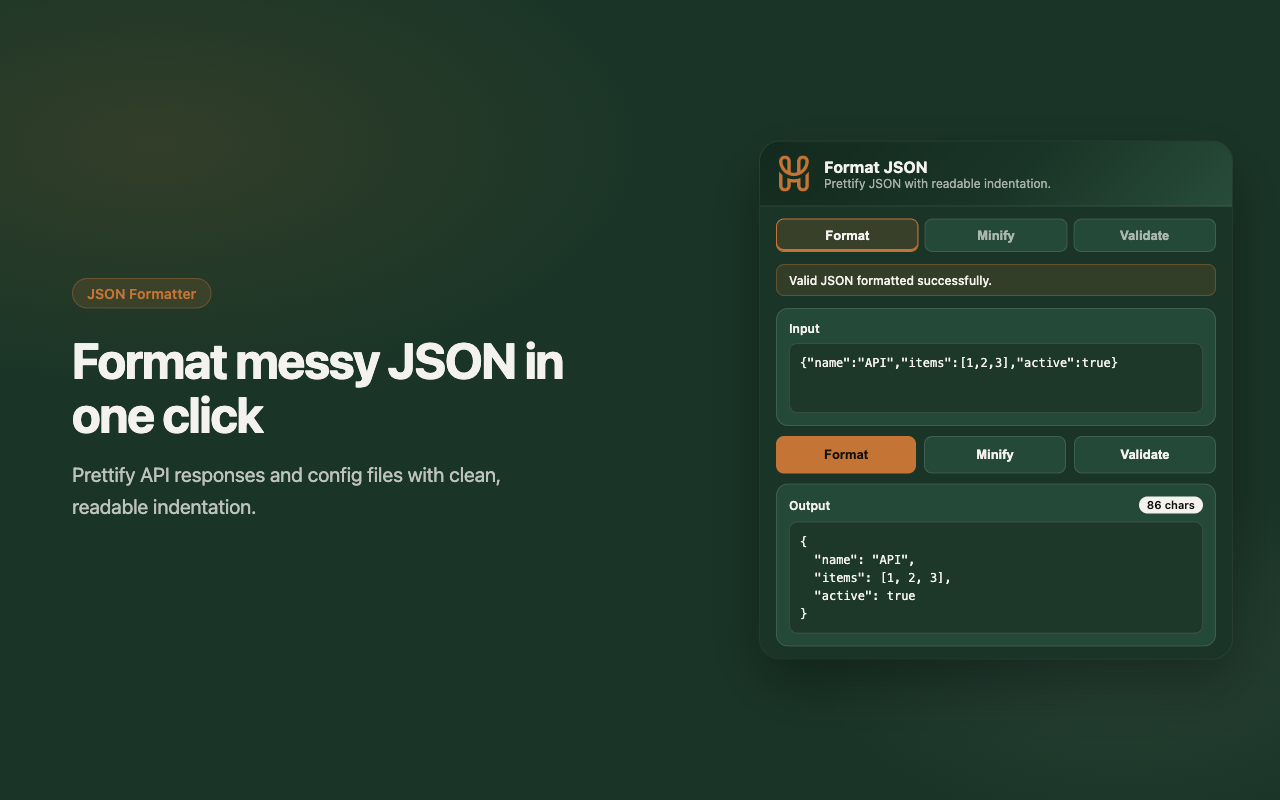 JSON Formatter format view